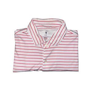Fairway & Greene Performance Golf Polo Shirt White Pink Striped Mens 2XL XXL